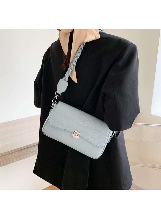 Pattern Cross Bag Faux Leather With Hand For Women 25×15 CM- Light Blue  - Image 2