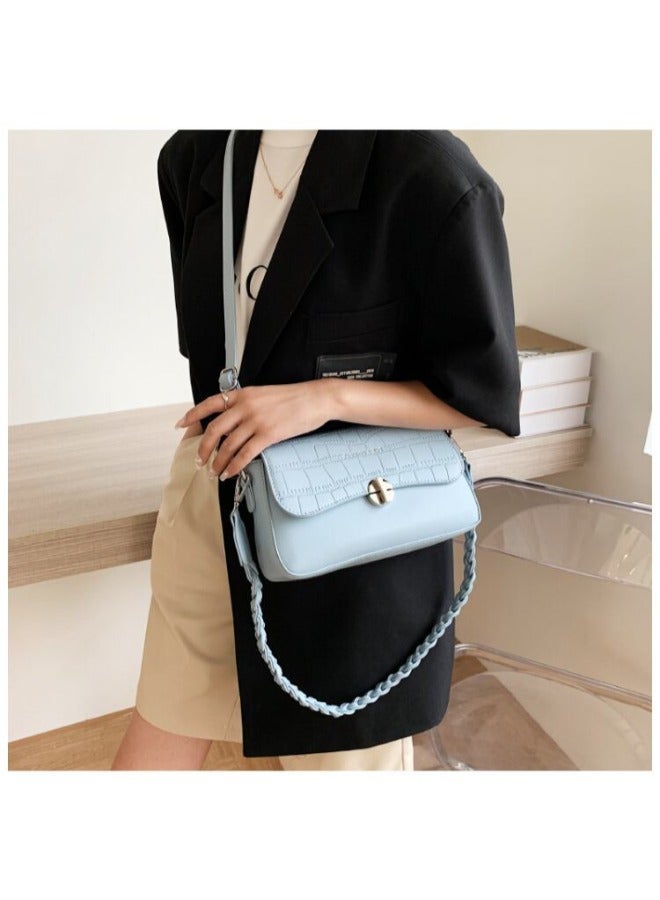 Pattern Cross Bag Faux Leather With Hand For Women 25×15 CM- Light Blue  - Image 3