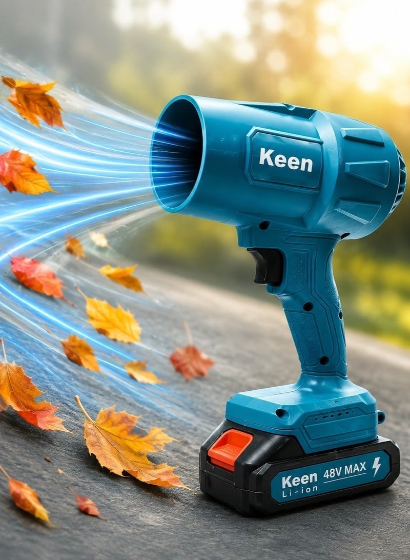 Keen 48V Cordless Air Blower Gun High Power Handheld Electric Blower Variable Speed Wind Control Rechargeable Lithium Battery Multi-Purpose Cleaning Tool - Image 2
