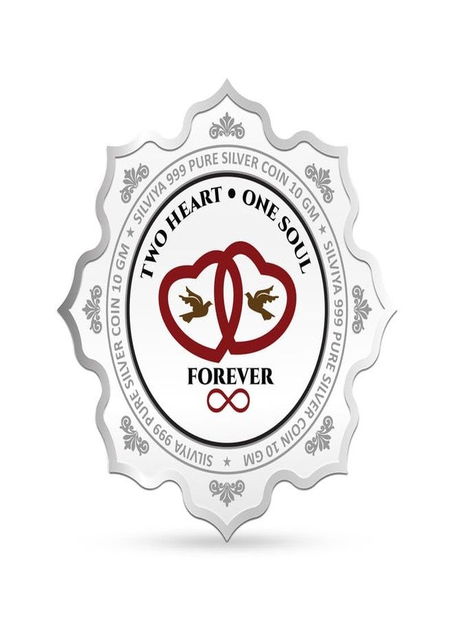 Silviya BIS Hallmarked 25th Wedding Anniversary Silver Coin 10g | 999 Pure Silver Coin | Lotus Shape | Ideal Gift for Wife & Husband | Silver Jubilee Celebration - Image 3