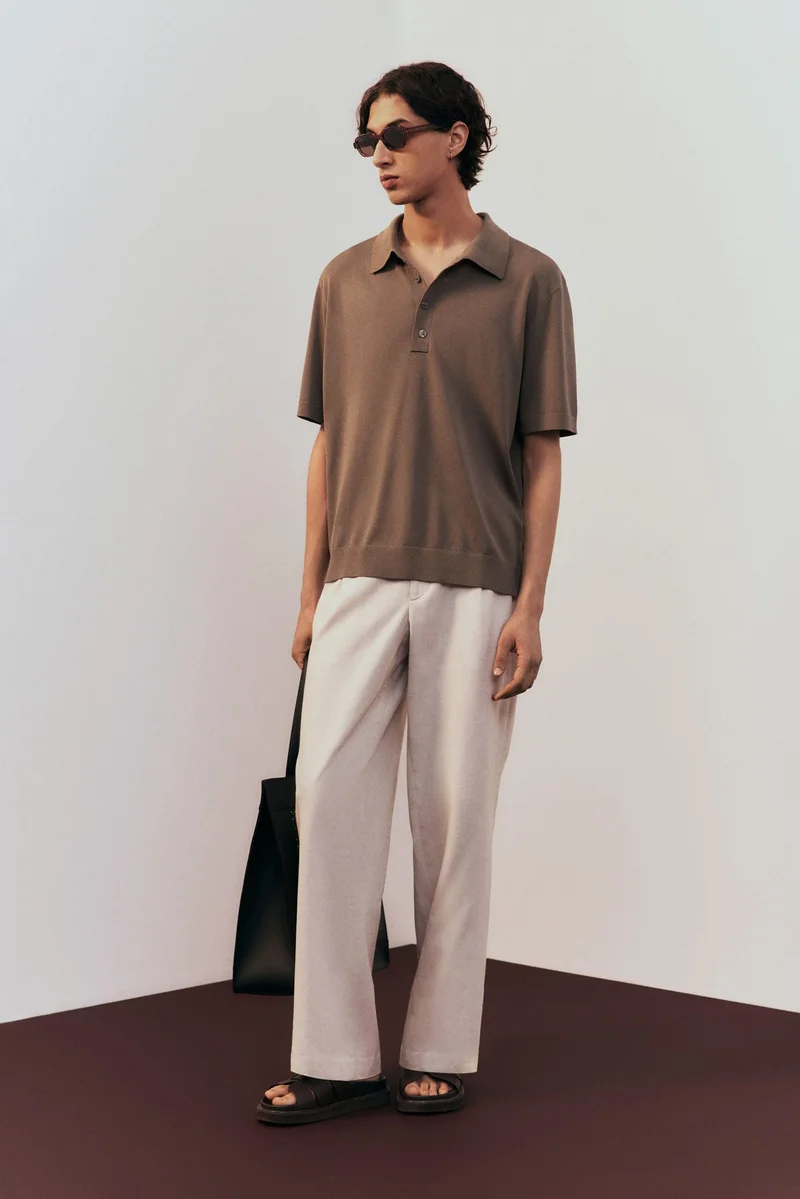 H&M Regular Fit Fine-knit polo shirt