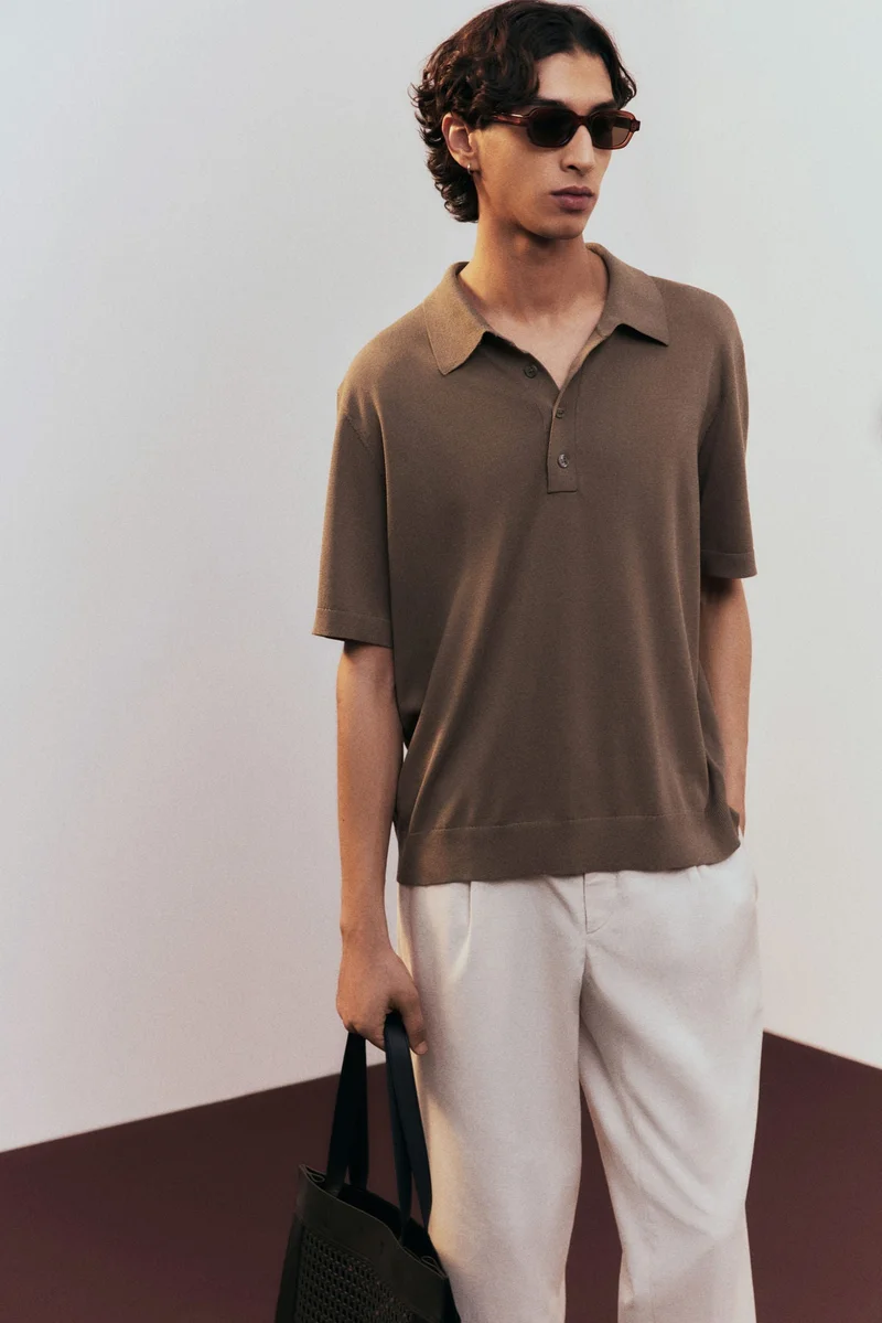 H&M Regular Fit Fine-knit polo shirt