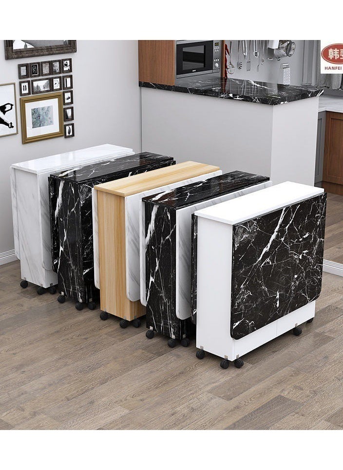 Generic - Folding Dining Table Drop Leaf Table with 6 Wheels, Kitchen Table with 2-Layer Storage Shelves, Multifunctional Extension Space Saving Dinner Table for Bedroom Dining Room Home - Image 1
