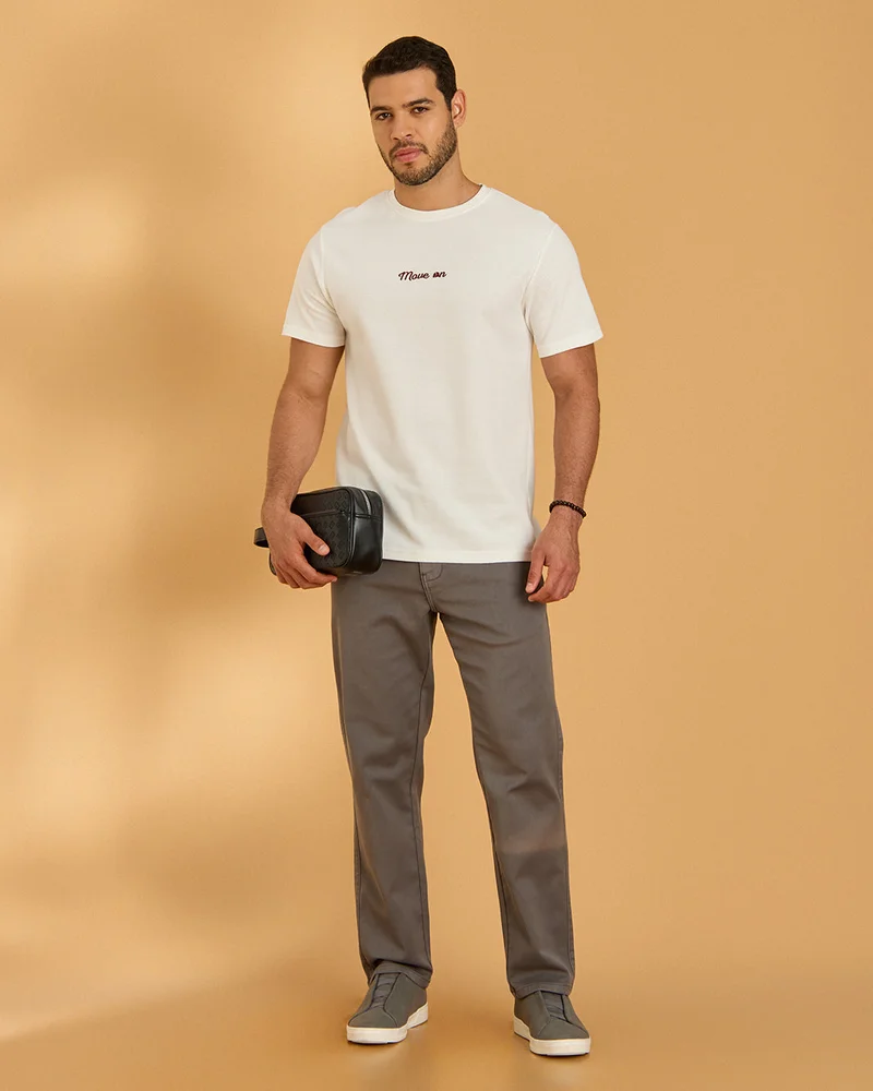 Redtag Men White Printed T-Shirt