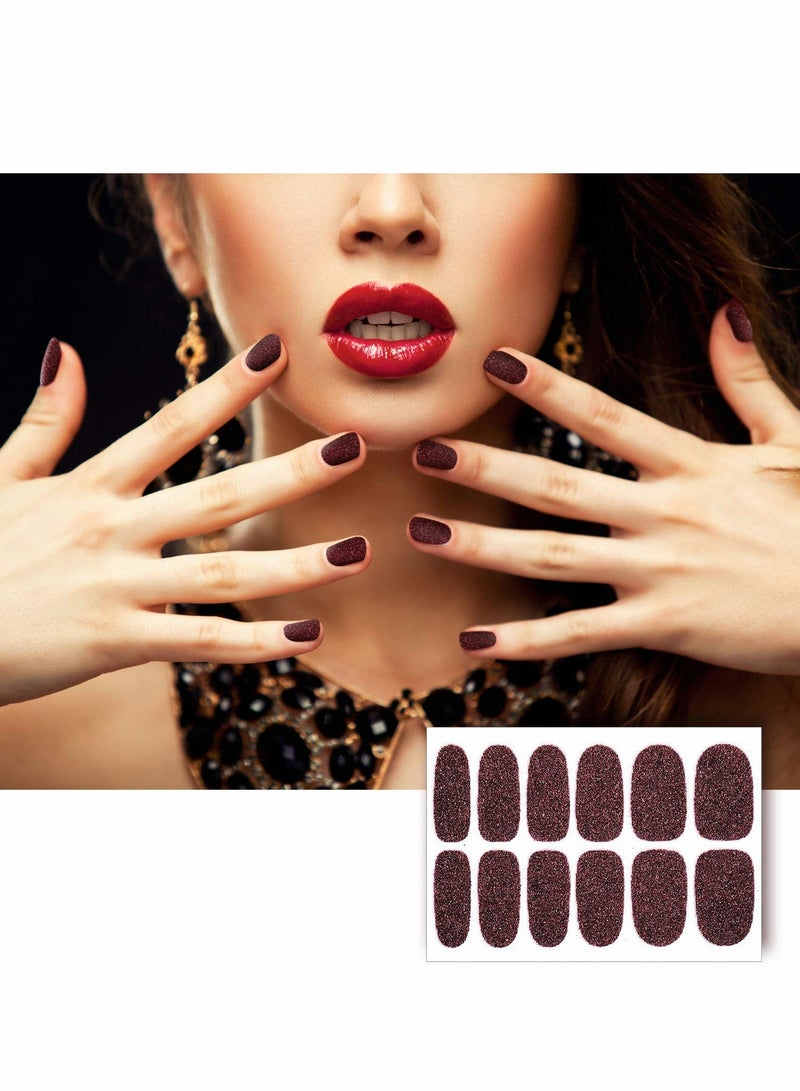 KASTWAVE Glitter Nail Wraps, 16 Sheets Glitter Nail Wraps Nail Polish Stickers, Self-Adhesive Nail Design Decals Strips in Solid Colors with 2 Pieces Nail File for Women Girls DIY Manicure Nail - Image 5