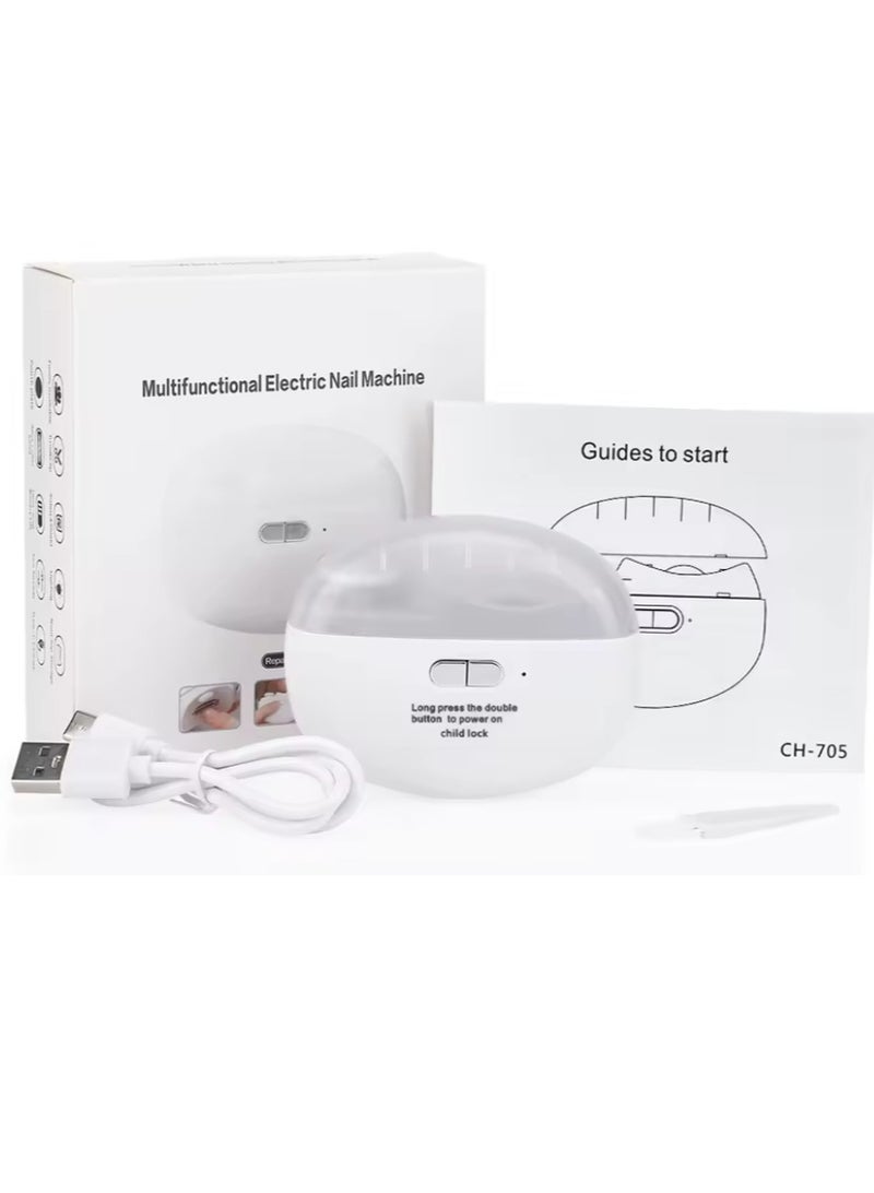 ريبنيو مقص أظافر كهربائي مقص أظافر أوتوماتيكي مع مبرد أظافر كهربائي بسرعتين للبالغين مقص أظافر آمن للأطفال مثقاب أظافر مقص أظافر ومبرد أظافر أداة مانيكير وباديكير 2 في 1 (أبيض) - Image 1