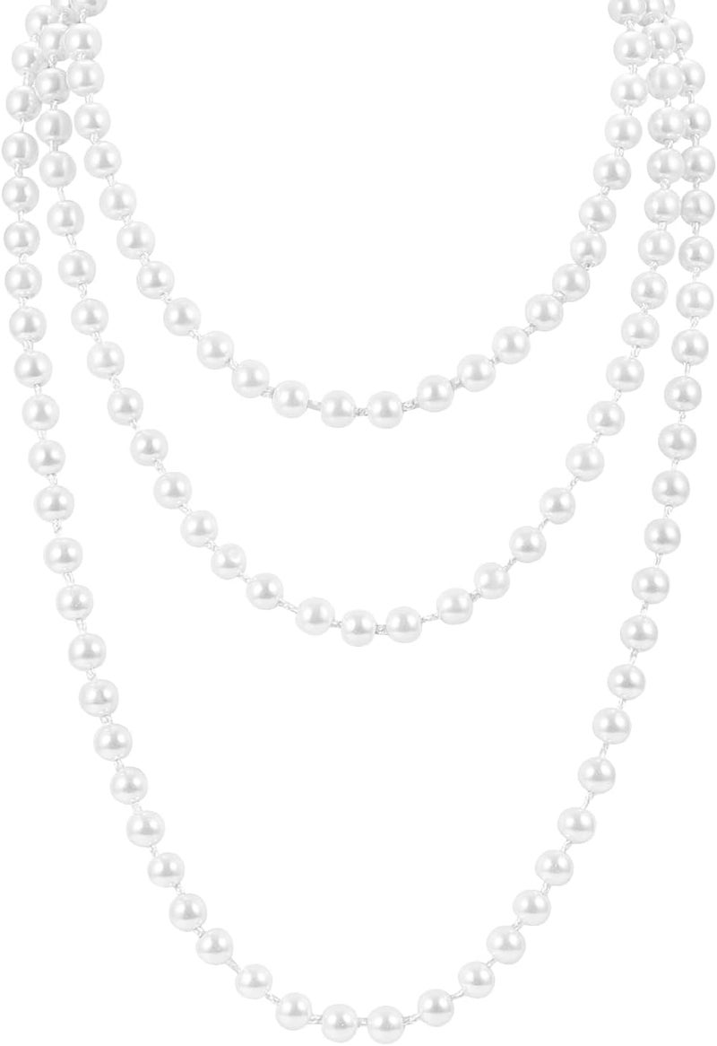 TINKSKY Fake Pearls Necklace Retro Pearls Long Necklace Chain for Party Favors Costume Necklace for Women Girls - Image 1