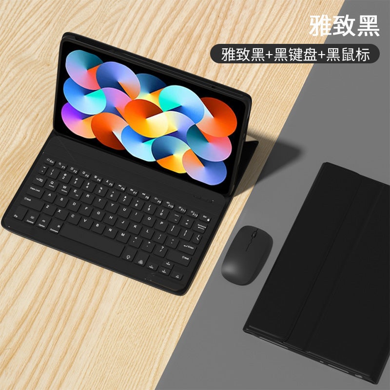For Red Rice Pad 10.6 Bluetooth Keyboard Case RedmiPad SE11 2023 Xiaomi 6Pro Leather Case Black + black keyboard + black charging mouse