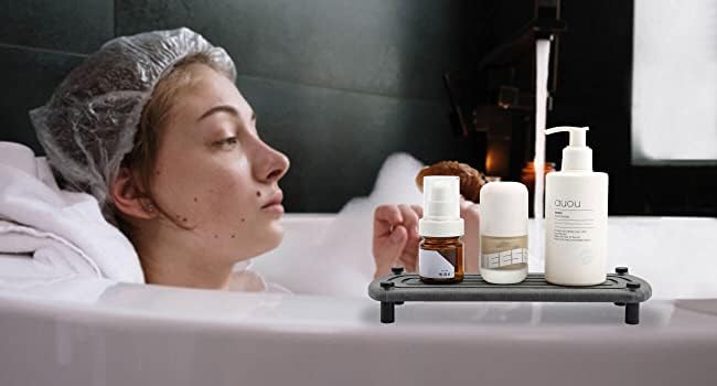 Kitwe حامل حوض المطبخ كيتوي، منظم حوض المطبخ والحمام الجاف الفوري، حصيرة تجفيف سريعة من الأرض الدياتومية لامتصاص الماء لحامل الصابون في الحوض - Image 4