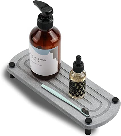 Kitwe حامل حوض المطبخ كيتوي، منظم حوض المطبخ والحمام الجاف الفوري، حصيرة تجفيف سريعة من الأرض الدياتومية لامتصاص الماء لحامل الصابون في الحوض - Image 1