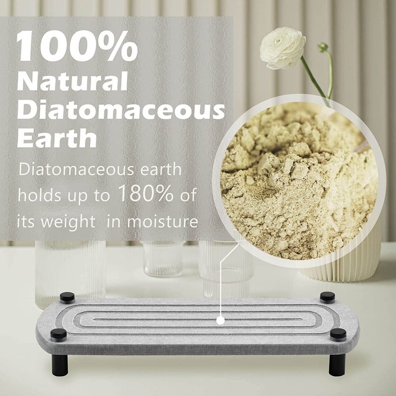 Kitwe حامل حوض المطبخ كيتوي، منظم حوض المطبخ والحمام الجاف الفوري، حصيرة تجفيف سريعة من الأرض الدياتومية لامتصاص الماء لحامل الصابون في الحوض - Image 5