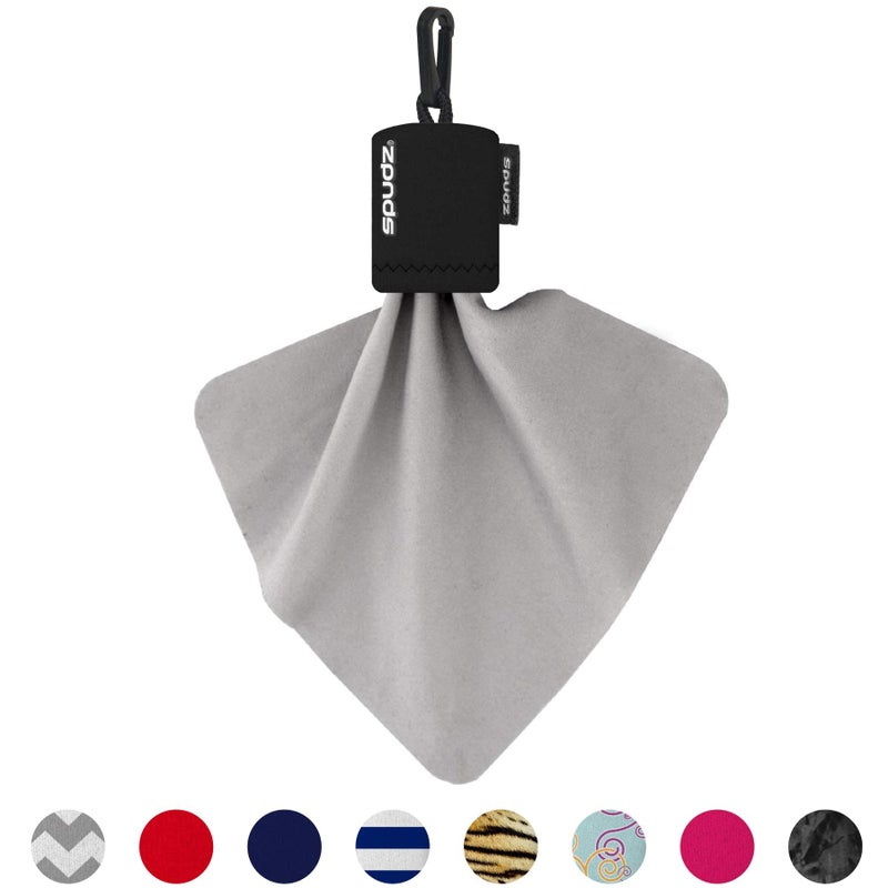 SPUDZ Classic Microfiber Lens Cleaner â€“ Clip-On Pouch, Washable â€“ for Binoculars, Scopes, Glasses, Screens | Black, 6 x 6 Inch - Image 3