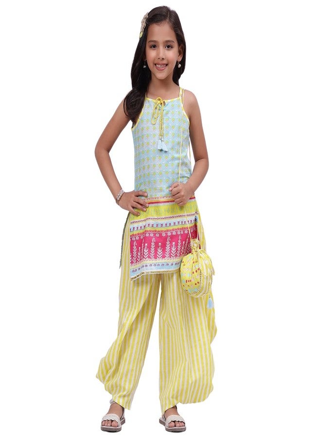 Biba بنت بيبا مطبوعة ضيقة للأطفال (KW4498_LBLUE_9) - Image 1