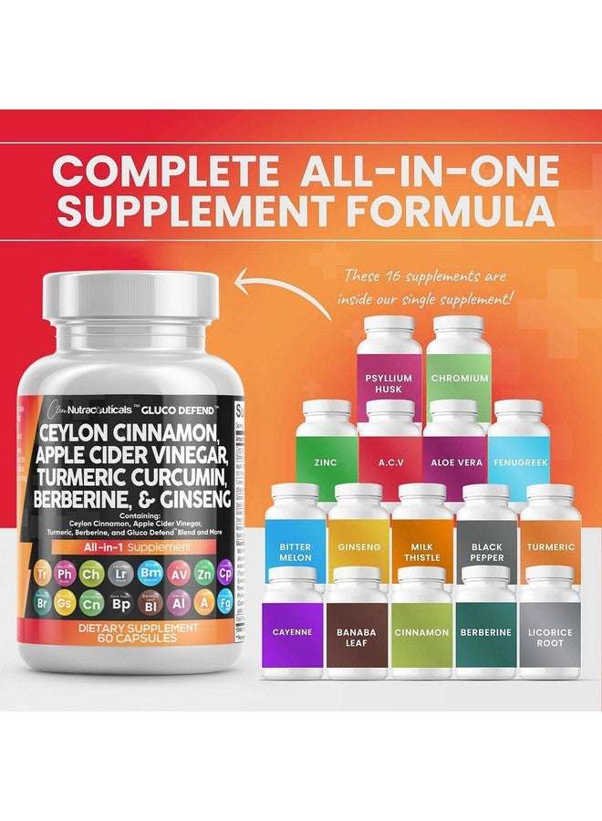 Clean Nutraceuticals Ceylon Cinnamon Turmeric Apple Cider Vinegar Ginseng Berberine Plus Bitter Melon Gymnema Milk Thistle Fenugreek - Image 2