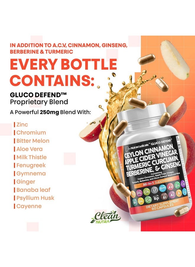 Clean Nutraceuticals Ceylon Cinnamon Turmeric Apple Cider Vinegar Ginseng Berberine Plus Bitter Melon Gymnema Milk Thistle Fenugreek - Image 3