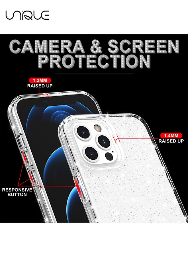 Unique Glitter Case for iPhone 14 Pro Bling Sparkle Shockproof Phone Bumper Cover, Lovely Sparkly for Women and Girls (Clear) - Image 4