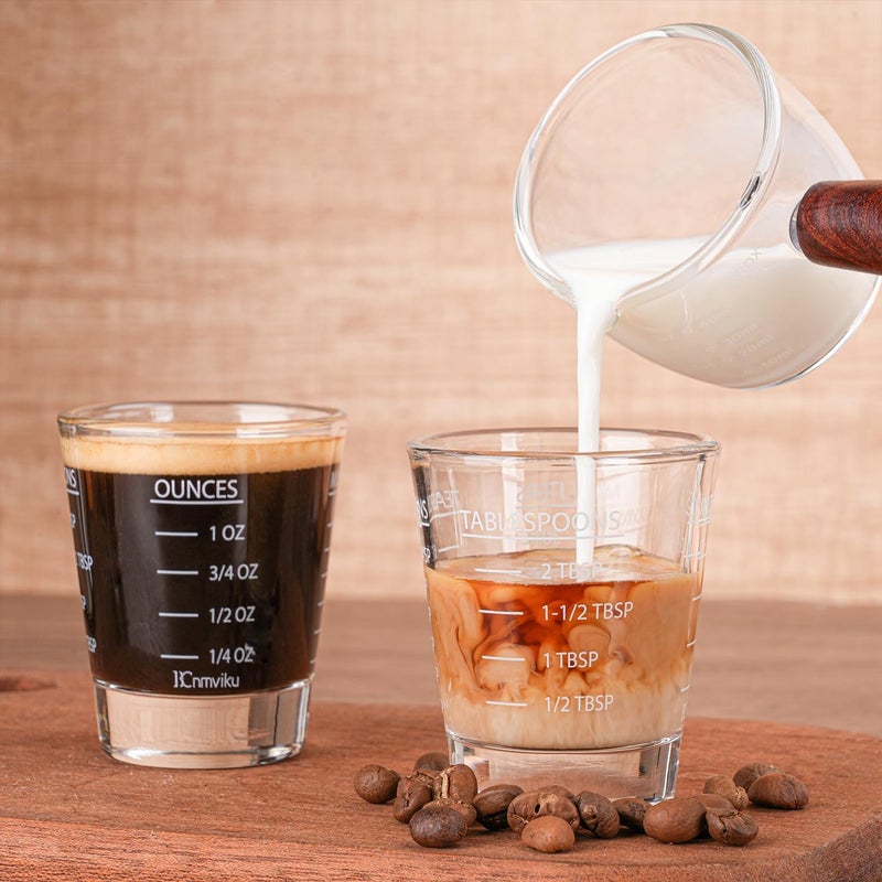 BCnmviku Shot Glasses Measuring cup Espresso Shot Glass Liquid Heavy Wine 2 Pack 26-Incremental Measurement 1oz, 6 Tsp, 2 Tbs, 30ml By (2pack-White) - Image 5