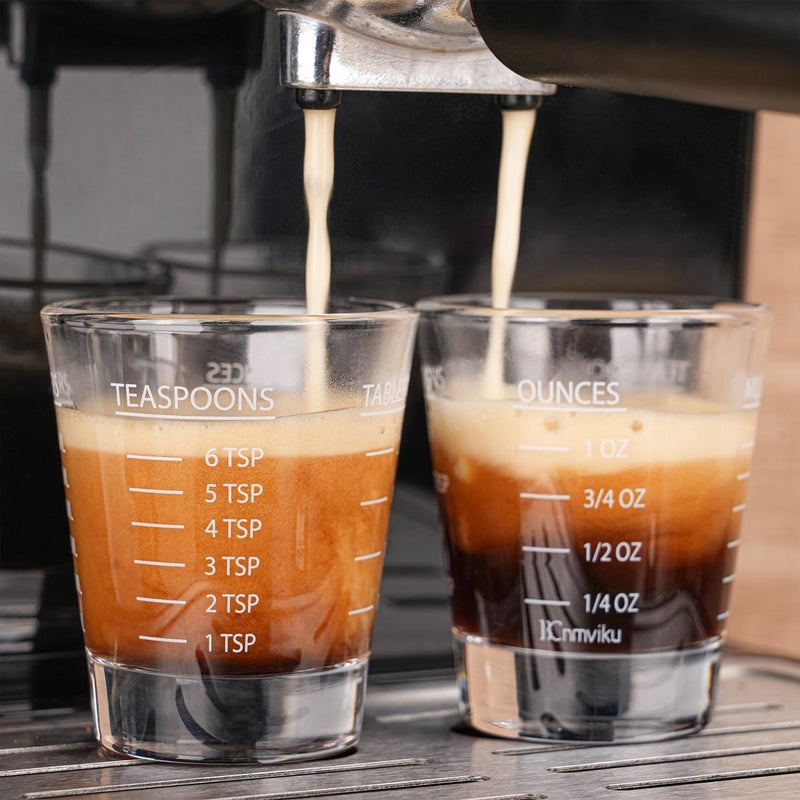 BCnmviku Shot Glasses Measuring cup Espresso Shot Glass Liquid Heavy Wine 2 Pack 26-Incremental Measurement 1oz, 6 Tsp, 2 Tbs, 30ml By (2pack-White) - Image 2