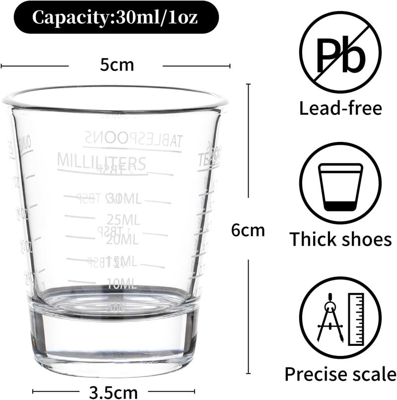 BCnmviku Shot Glasses Measuring cup Espresso Shot Glass Liquid Heavy Wine 2 Pack 26-Incremental Measurement 1oz, 6 Tsp, 2 Tbs, 30ml By (2pack-White) - Image 4
