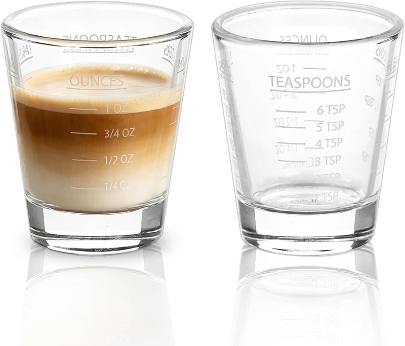 BCnmviku Shot Glasses Measuring cup Espresso Shot Glass Liquid Heavy Wine 2 Pack 26-Incremental Measurement 1oz, 6 Tsp, 2 Tbs, 30ml By (2pack-White) - Image 1
