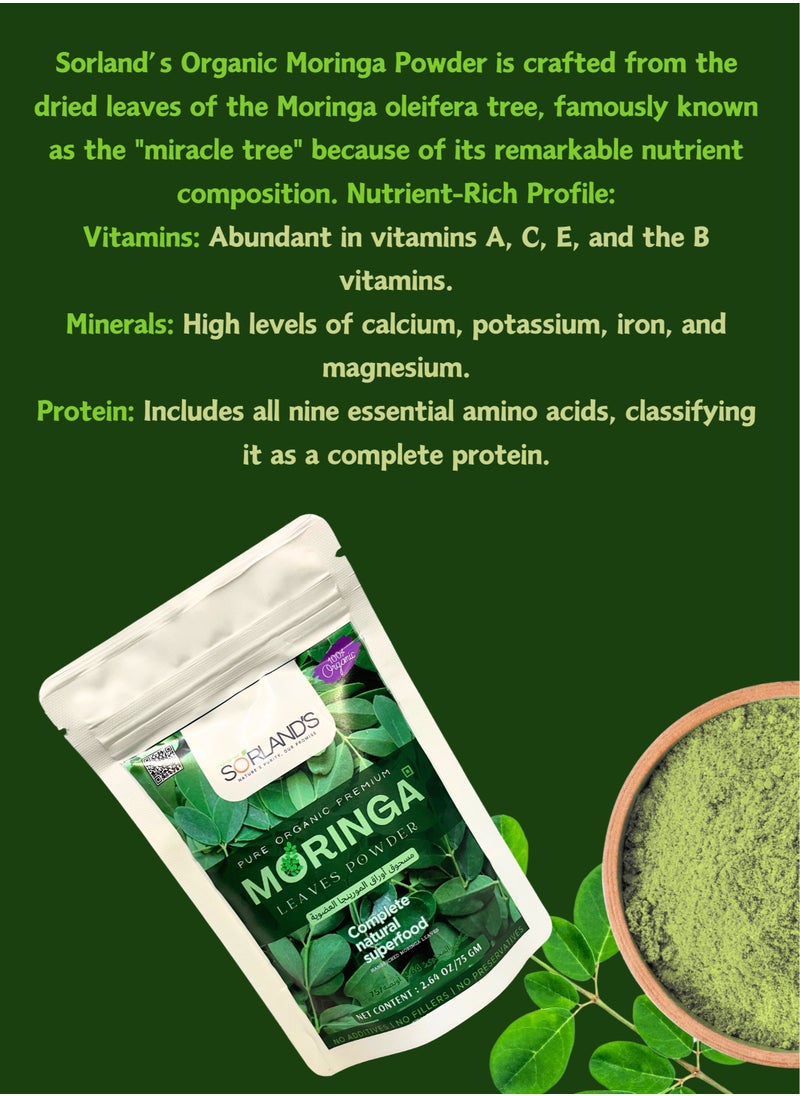 Sorland's - Pure Moringa Leaves Powder -75 Gram Complete Natural Superfood - Image 1