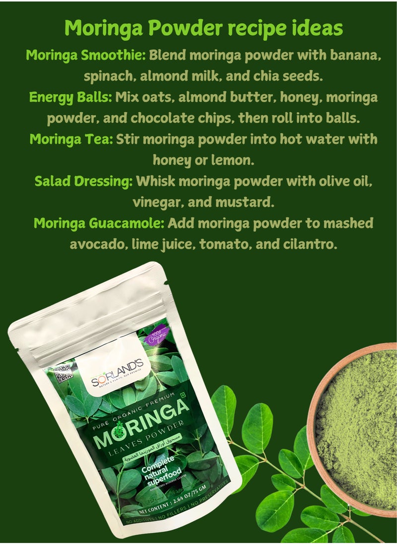 Sorland's - Pure Moringa Leaves Powder -75 Gram Complete Natural Superfood - Image 1