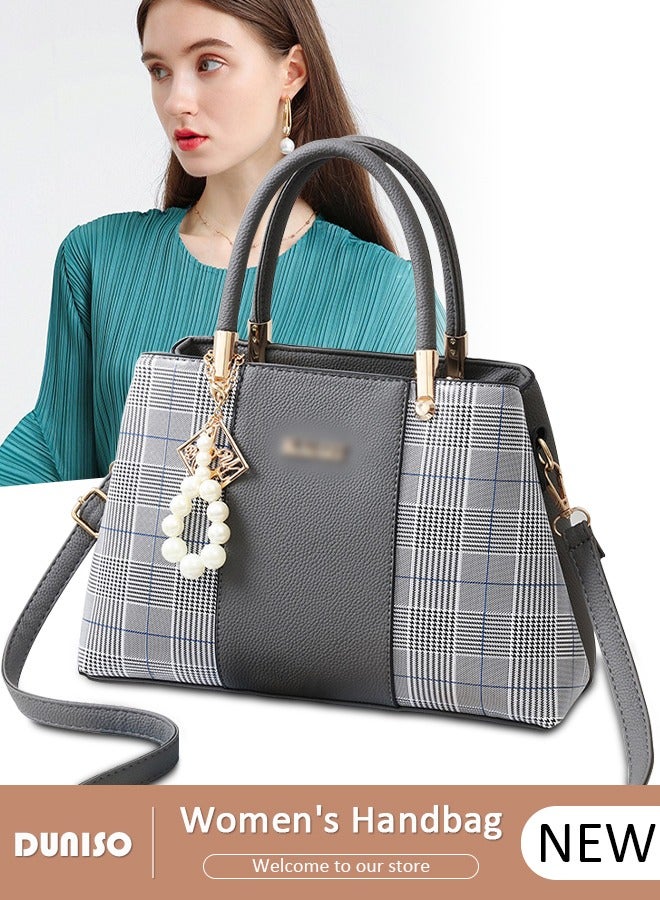 DUNISO Women's Fashion Handbag Faux Leather Crossbody Bag For Women Large Capacity Bow Trim Tote Bags Top Handle Satchel Fashionable Travel Shoulder Bag For Ladies  - Image 1