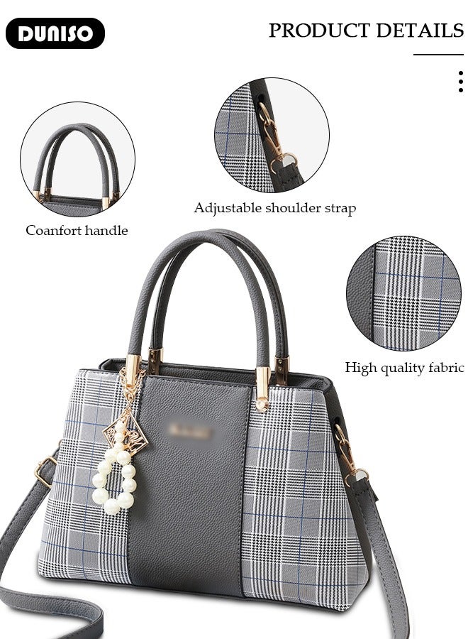 DUNISO Women's Fashion Handbag Faux Leather Crossbody Bag For Women Large Capacity Bow Trim Tote Bags Top Handle Satchel Fashionable Travel Shoulder Bag For Ladies  - Image 2