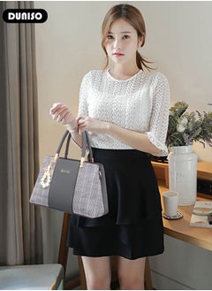 DUNISO Women's Fashion Handbag Faux Leather Crossbody Bag For Women Large Capacity Bow Trim Tote Bags Top Handle Satchel Fashionable Travel Shoulder Bag For Ladies  - Image 3