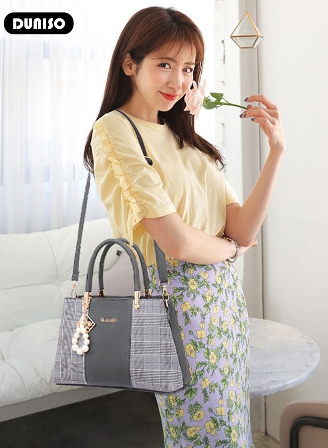 DUNISO Women's Fashion Handbag Faux Leather Crossbody Bag For Women Large Capacity Bow Trim Tote Bags Top Handle Satchel Fashionable Travel Shoulder Bag For Ladies  - Image 4