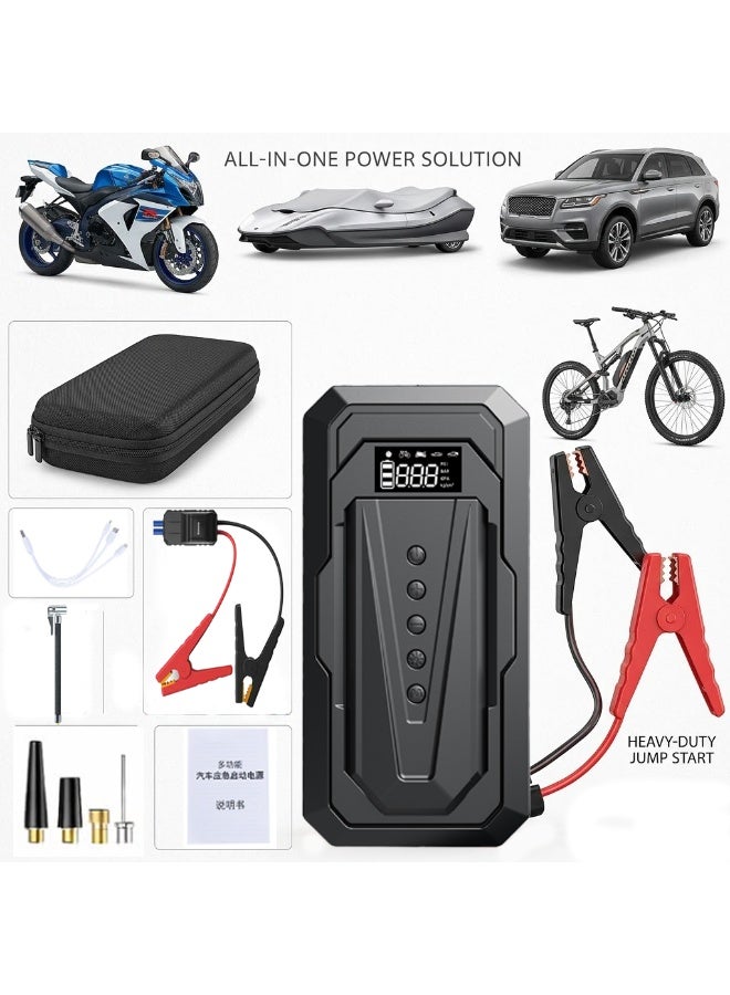 TUOTUO Portable Cordless Car Battery Emergency Starter, Tire Air Pump, Air Compressor To Easily Inflate Tires, LED Display, With Flashlight, Mobile Power Supply, Large Capacity Storage - Image 3