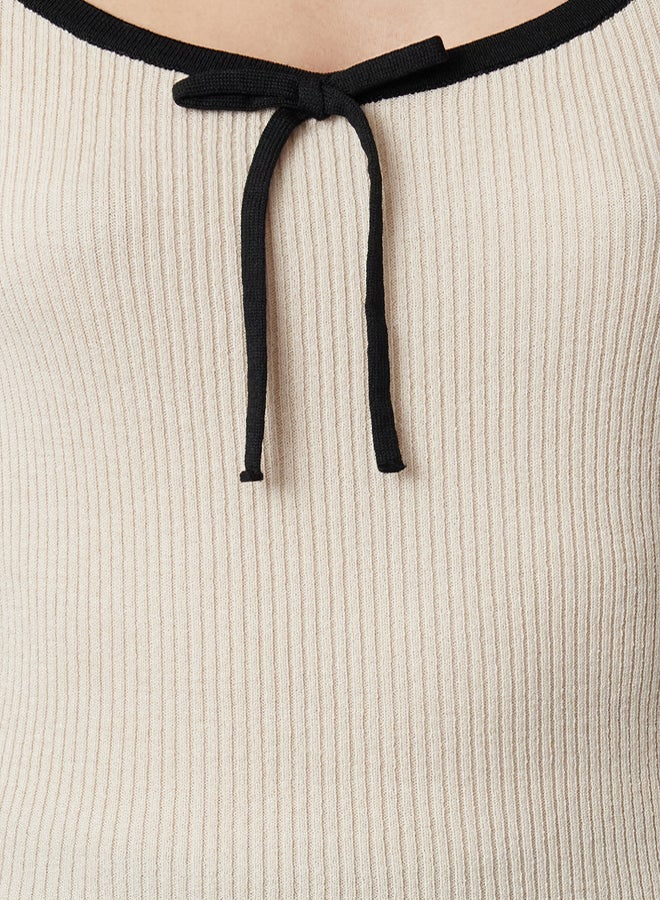 trendyol Premium Stone Yarn  Ribbon and Bow Detailed Knitwear Sweater - Image 3