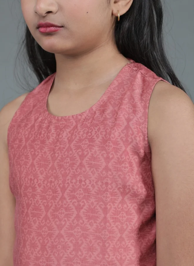 AKS Mauve Anarkali Kurta Set for Girls with Dupatta