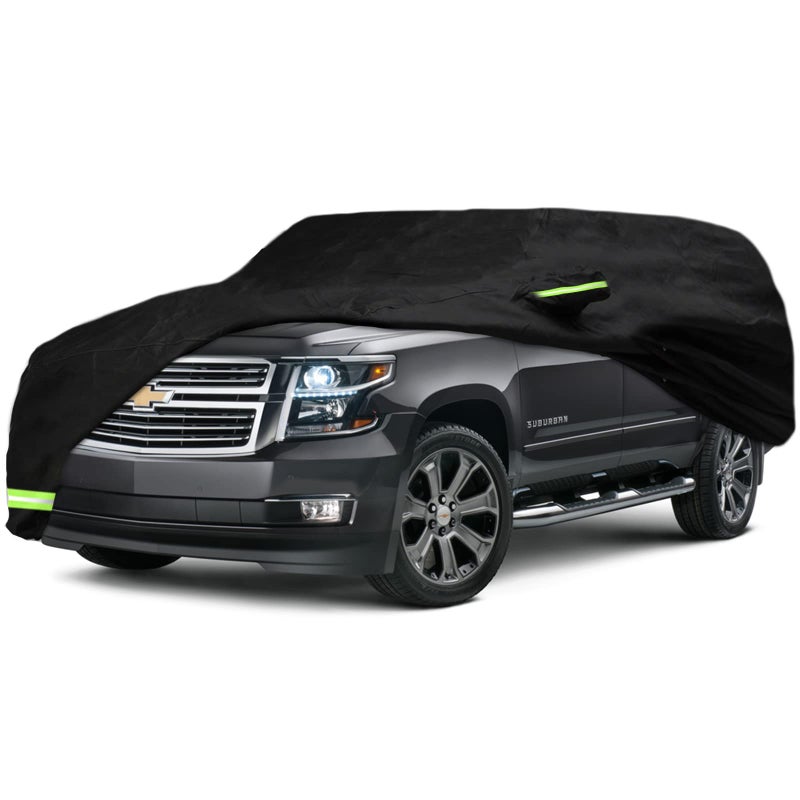 YIXIN Waterproof Car Cover for 20072024 Chevy SuburbanGMC Yukon XLCadillac Escalade ESV Car Cover Custom Fit 100 Waterproof Windproof Strap Single Door Zipper Up to 226 L Black
