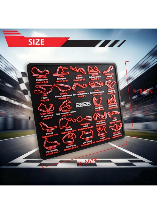YelaJoy 2026 Racing Map Wall Art Picture, Premium Black and Red Track Glow-In-The-Dark Display with Date Markings, Suitable for Racing-Themed Home - A Gift for Fans - Image 3