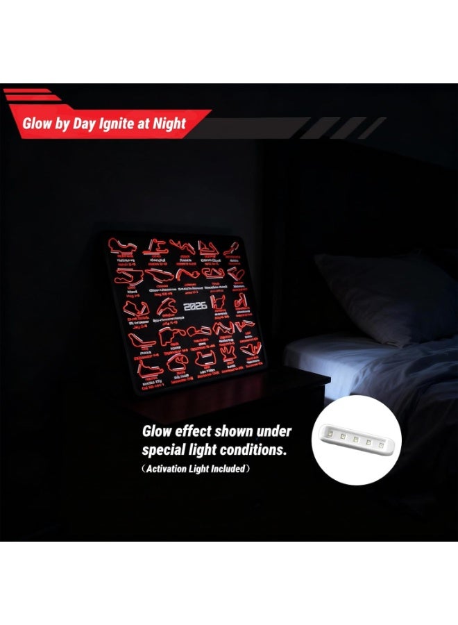YelaJoy 2026 Racing Map Wall Art Picture, Premium Black and Red Track Glow-In-The-Dark Display with Date Markings, Suitable for Racing-Themed Home - A Gift for Fans - Image 4