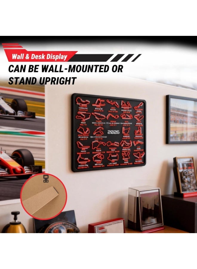 YelaJoy 2026 Racing Map Wall Art Picture, Premium Black and Red Track Glow-In-The-Dark Display with Date Markings, Suitable for Racing-Themed Home - A Gift for Fans - Image 2