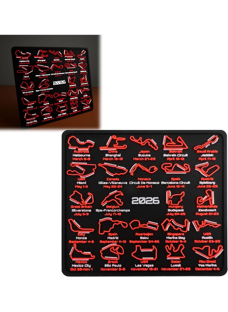 YelaJoy 2026 Racing Map Wall Art Picture, Premium Black and Red Track Glow-In-The-Dark Display with Date Markings, Suitable for Racing-Themed Home - A Gift for Fans - Image 1