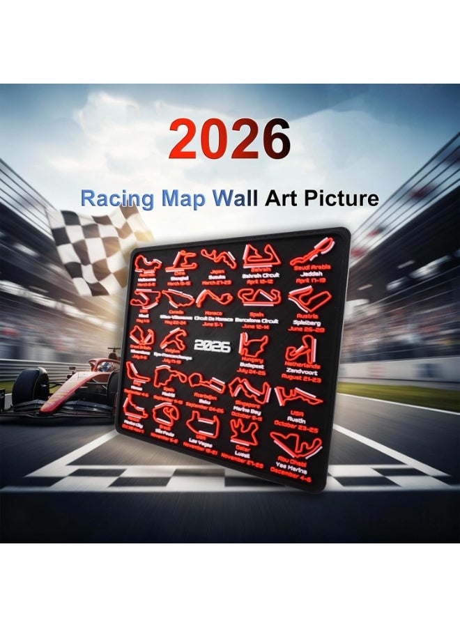 YelaJoy 2026 Racing Map Wall Art Picture, Premium Black and Red Track Glow-In-The-Dark Display with Date Markings, Suitable for Racing-Themed Home - A Gift for Fans - Image 5