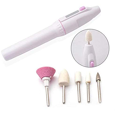 Mbuys Mall Electric Nail Art File 5 in 1Nail Drill, Salon Manicure Pen Tool, 5 bits/Set Polish Tools, WhiteModel Grinder Machine Polisher Polishing Pedicure Manicure Nail Tools Kit | Multicolour - Image 2