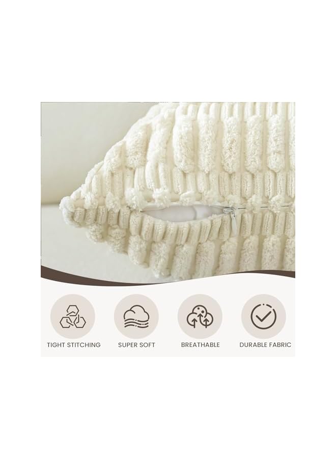 The Bros Throw Pillow Covers, Set of 2 Soft Plush Short Wool Velvet Decorative Throw Pillow Covers 18x18 inch Square Luxury Style Cushion Case Pillow Shell for Sofa Bedroom Home Decor - (2 Pack, Beige) - Image 3