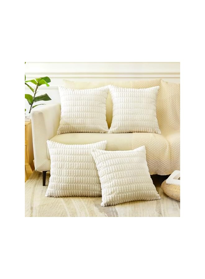 The Bros Throw Pillow Covers, Set of 2 Soft Plush Short Wool Velvet Decorative Throw Pillow Covers 18x18 inch Square Luxury Style Cushion Case Pillow Shell for Sofa Bedroom Home Decor - (2 Pack, Beige) - Image 5