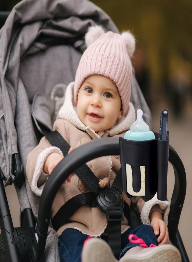 OGNWFUNK Cup Holder for Stroller Compatible with Evenflo,Uppababy, Doona, Nuna – Universal Stroller Cup Holder Attachment with Phone Holder, 360°Rotatable Bottle Holder for Bike, Wheelchair, Walker & Scooter - Image 2