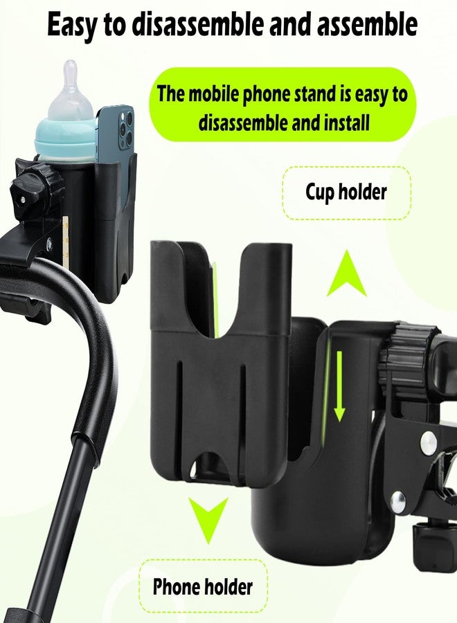 OGNWFUNK Cup Holder for Stroller Compatible with Evenflo,Uppababy, Doona, Nuna – Universal Stroller Cup Holder Attachment with Phone Holder, 360°Rotatable Bottle Holder for Bike, Wheelchair, Walker & Scooter - Image 3