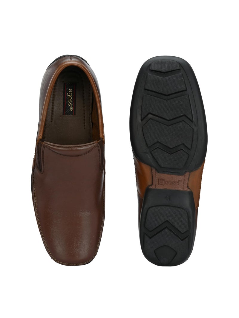 egoss Comforts Premium Genuine Leather Mocassin Casual Shoes for Men (Brown-8)-G-358 - Image 5