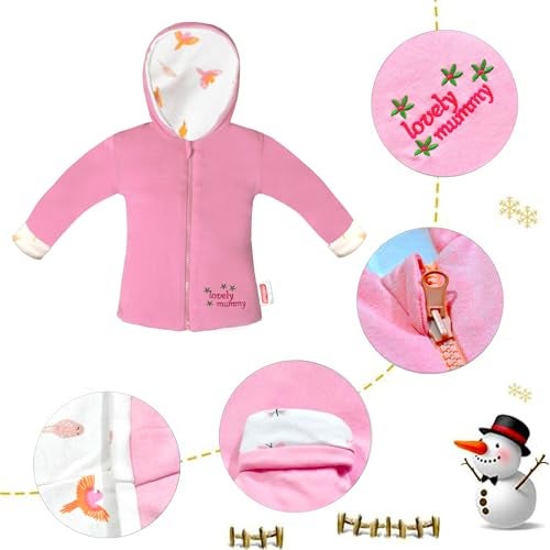 VParents Full Sleeve Winter Cotton Reversible Hooded Jacket for Unisex Baby kids, Toddler- Sweater for Girls Boys (110931, Pink, Single) - Image 3