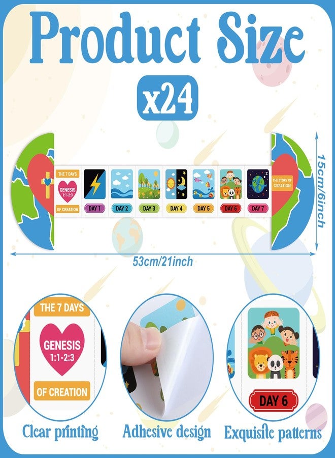 Chivertion 24 Pcs Days of Creation Sticker Scenes for Kids Religious Sunday School Crafts for Kids Sequencing Board Game First of School Bible Craft for Toddler, Preschool Learning Activities - Image 2