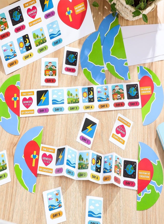 Chivertion 24 Pcs Days of Creation Sticker Scenes for Kids Religious Sunday School Crafts for Kids Sequencing Board Game First of School Bible Craft for Toddler, Preschool Learning Activities - Image 4