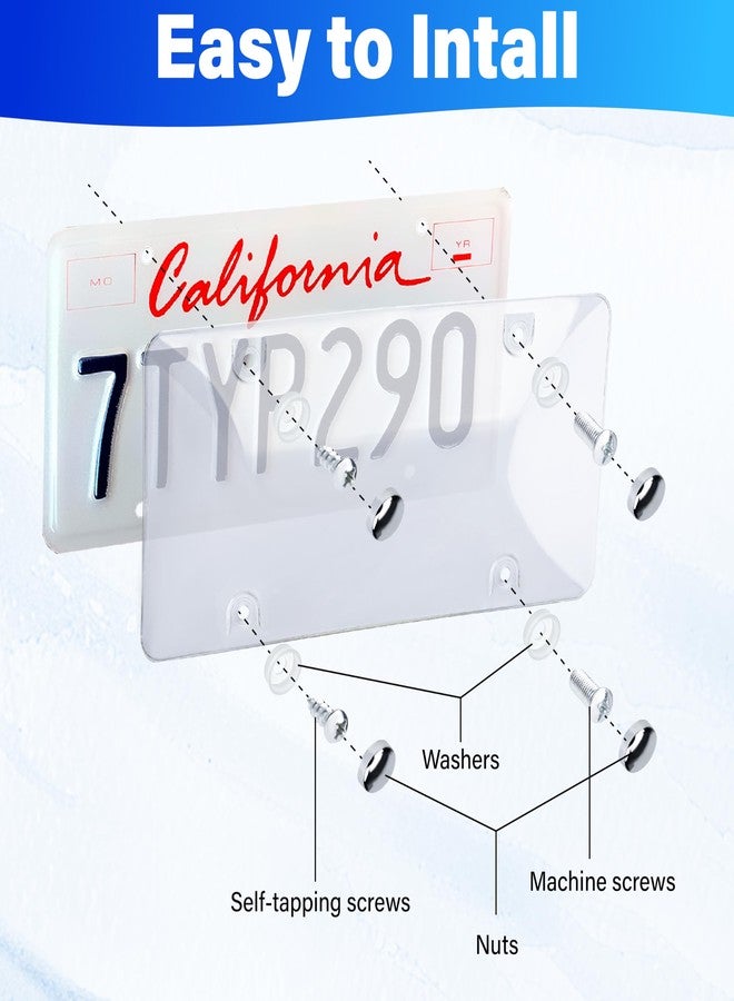 ecocstm 2 PCS Clear License Plate Covers, Unbreakable Novelty Licenses Plate Protect, License Plates Frame for Car Tag, Front and Back with Screws Caps - Image 5