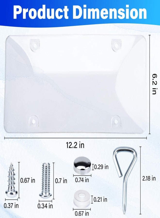 ecocstm 2 PCS Clear License Plate Covers, Unbreakable Novelty Licenses Plate Protect, License Plates Frame for Car Tag, Front and Back with Screws Caps - Image 3